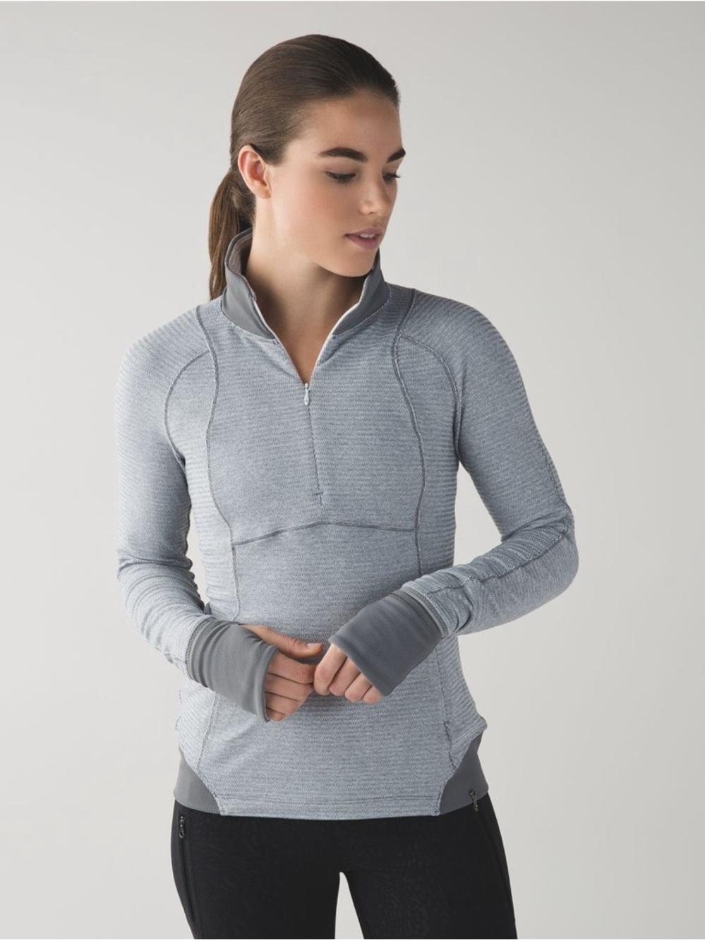 Lululemon Sz 2 Runderful 1/2 Zip
Mini Check Pique White Heathered Slate / Slate